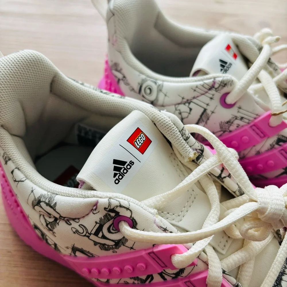 adidas Girls LEGO x Racer TR 'Off White Bliss‎ Lilac' Size 3 US Big Kid Pink NWT